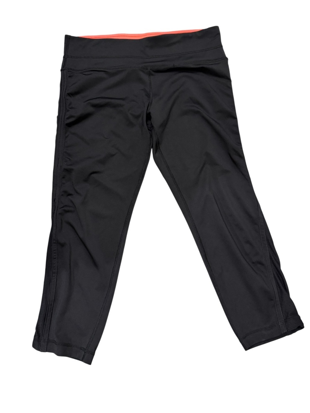 90 Degree By Reflex Black Capri Leggings with Coral Waistband